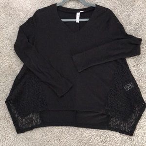 Black Top with Lace Detail